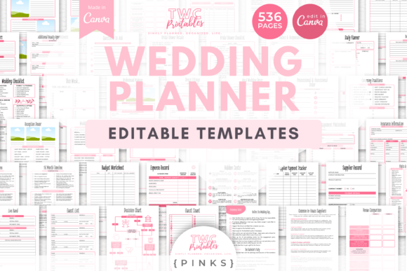 Download Wedding Planner Canva Templates | PINKS - Premium Bundle